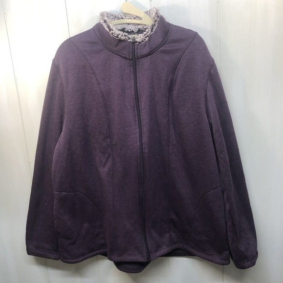 Women’s Cuddl Duds Zip Up Sweater Jacket Size XL Purple - Picture 2 of 11